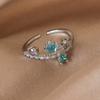 Light luxury niche European and American zircon love ring, female ins design open index finger ring