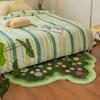Non Slip Imitation Cashmere Carpet Irregular Bedside Carpet Modern Green Moss Rug  Bathroom
