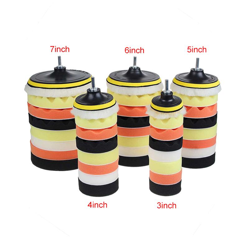10Pcs/Set 5/6inch CarPolishing Disc Self-Adhesive Buffing Waxing Sponge Wool Wheel Polishing Pad For Car Polisher Drill Adapter