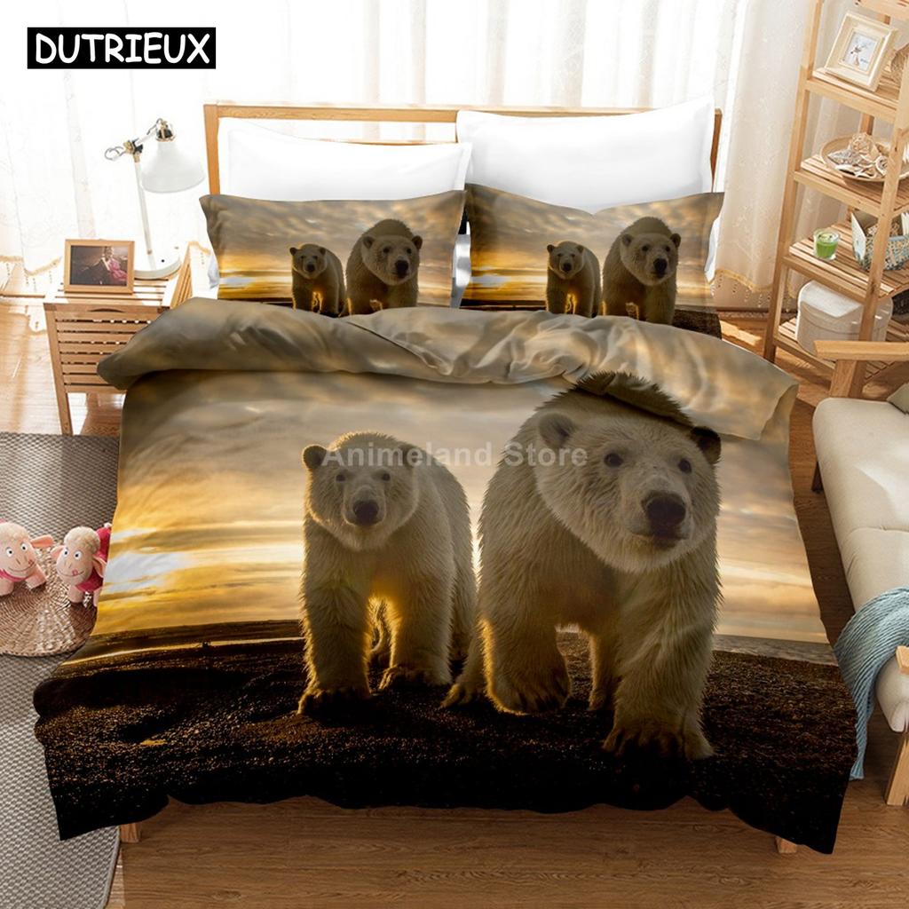 Polar Bear Bedding Set Animal Lovely Quilt Duvet Cover Sets Home Decor Bed Twin Single Queen King Size Fashion Scenery Kawaii