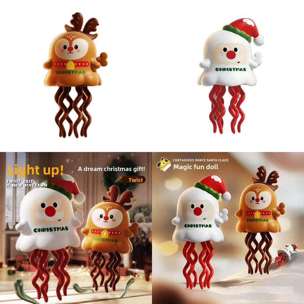 Dancing Octopus Wind Up Toy With Santa Claus And Elk Design For Holiday Gift Giving