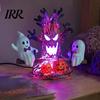 Creative Gothic Style Night Lamp Animated Seesaw Ghost Light, USB Powered 3D Cute LED Decoration with Warm Light Spooky Tree And Pumpkin Design,