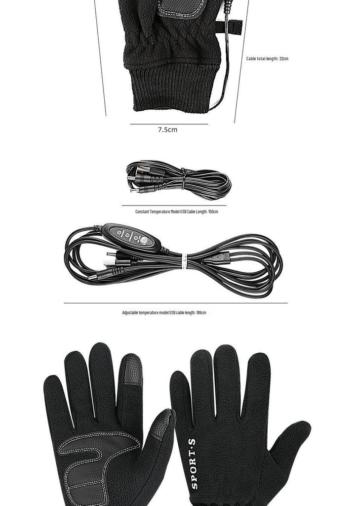 USB Heated Touchscreen Skiing & Cycling Gloves - Thick, Warm, 5V Heating