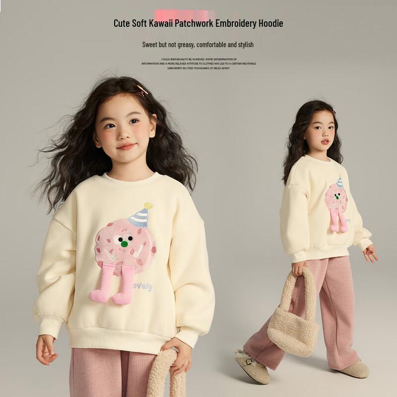 Pudding Haru Girl s Winter Applique Fleece Sweatshirt 160/76A
