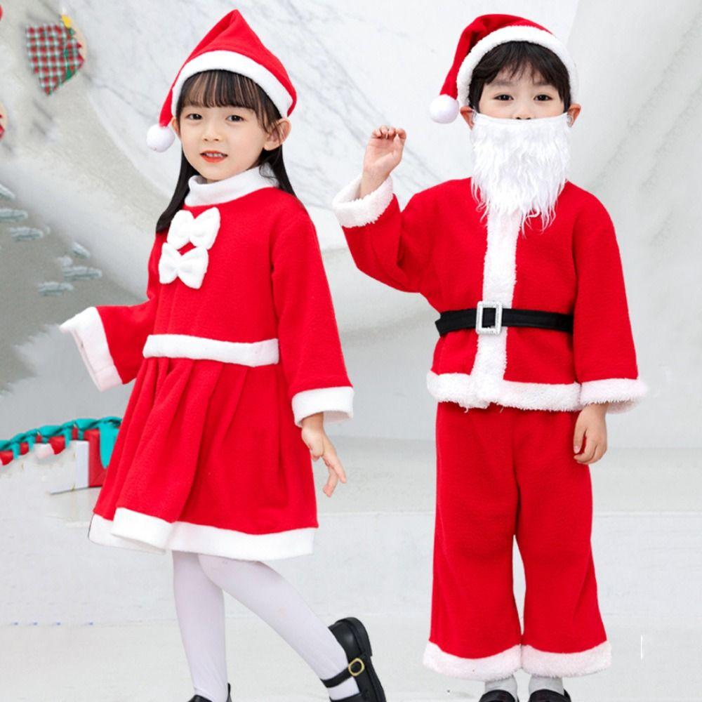 Fleece Children's Christmas Clothes Long Sleeve Kids Cosplay Clothes  Children