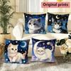 Galaxie Sternennacht Niedliche Katze Kissenbezüge Muster Kissenbezug Geeignet für Sofa Schlafzimmer Auto Kissenbezug