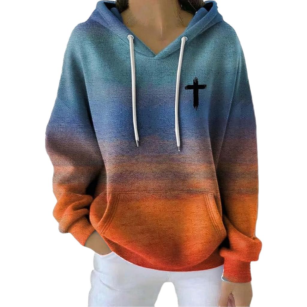 Women's Printed Hoodie Sweatshirt Long Sleeve Casual Top