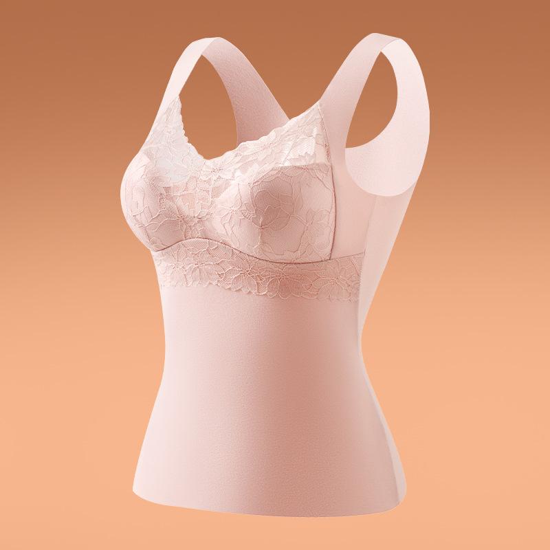 Women's Seamless German Velvet Warm Vest with Built-in Bra