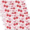 Girls Red Cherry Placemats Set of 4,Cute Bowknot Fruit Cherry Table Place Mats,Kids Girls,Princess Dreamy Placemat