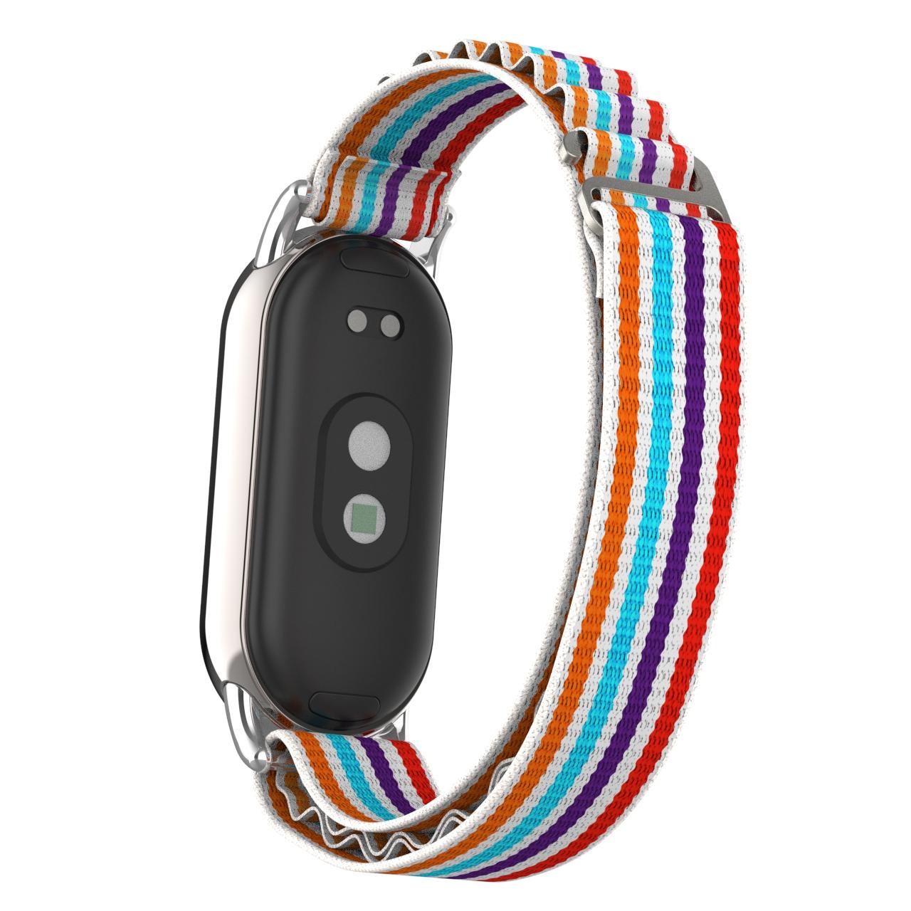 

Replacement Watch Band for Xiaomi Smart Band 9 NFC/9/8 NFC/8 Nylon Wrist Strap with Silver Connector Colorful