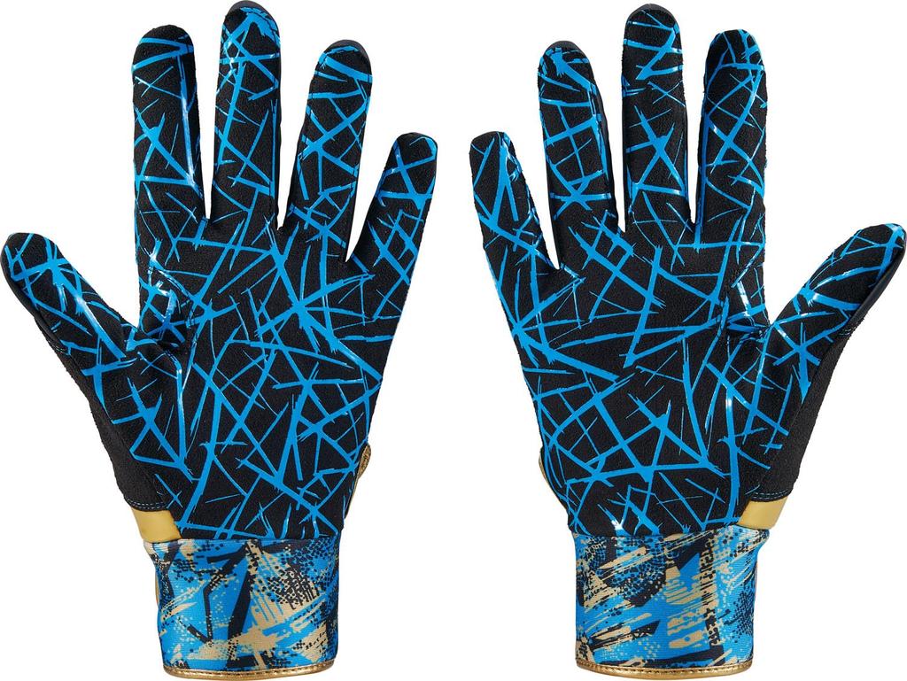 ZETT Baseball Batting GRAPHIC GRIP General Light Blue X Gold Size L Gloves, GLOVE, Ambidextrous, Use, (2282), (BG18523B)