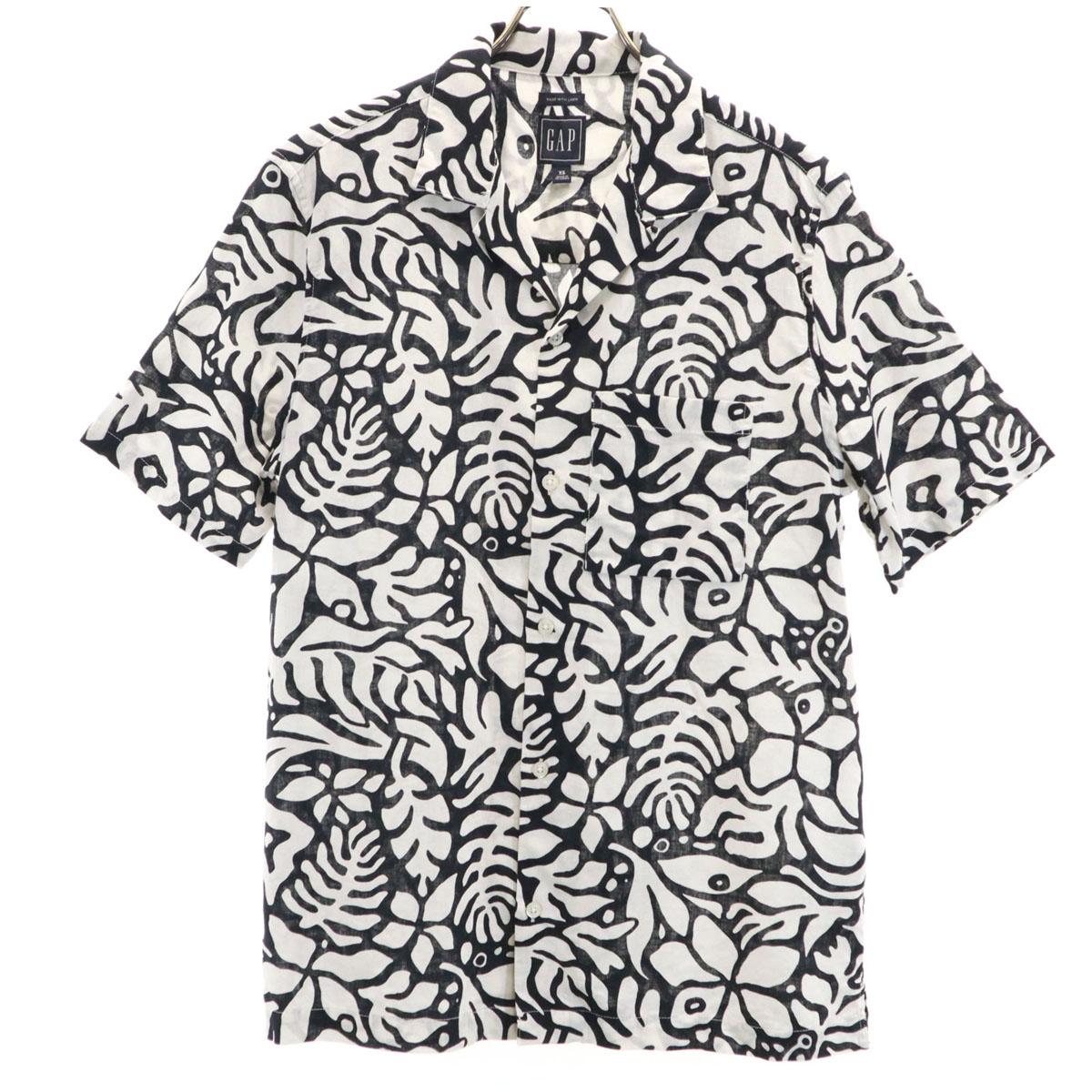 

GAP Льняная смесь Лиственный узор Рукав до локтя Рубашка с открытым воротником XS белый Мужская Б/у