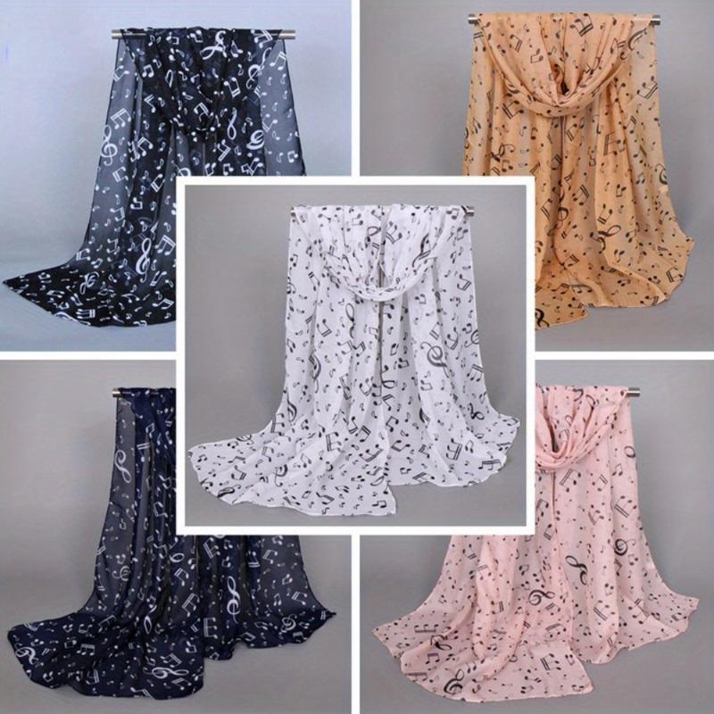1PC Women Lady Musical Note Chiffon Neck Scarf Shawl Muffler Scarves Fabulous Elastic Beautiful Scarves
