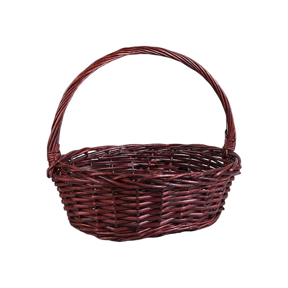 Brauner weißer Handweidekorb mit Griff Geflochtener Korb Aufbewahrungskörbe Aufbewahrung für Zuhause