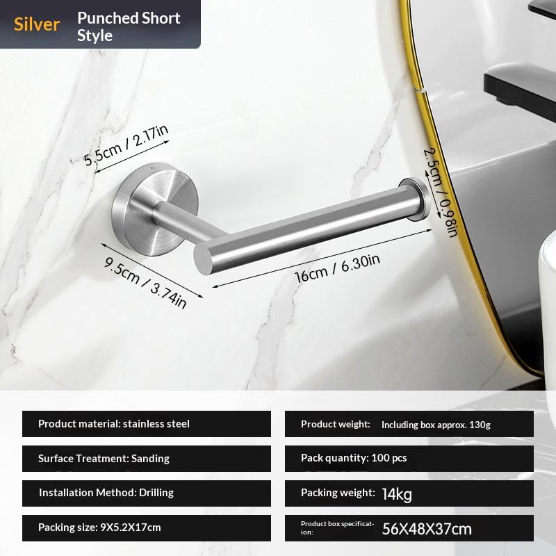 Factory Price Gold Silver Black Wall Installation Waterproof Household Commercial Stainless Steel Bathroom Tissue Towel Rack