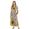 Long Sleeve Casual Daily Dress Ladies Patchwork Hem Midi Dress