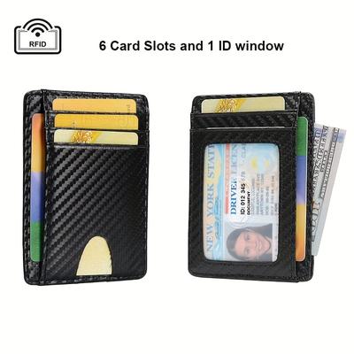 RFID-blockierende Geldbörse für Herren, schmaler Ausweis- und Kreditkartenhalter, Geldbörse für die Vordertasche, Kartenetui aus Carbonfaser