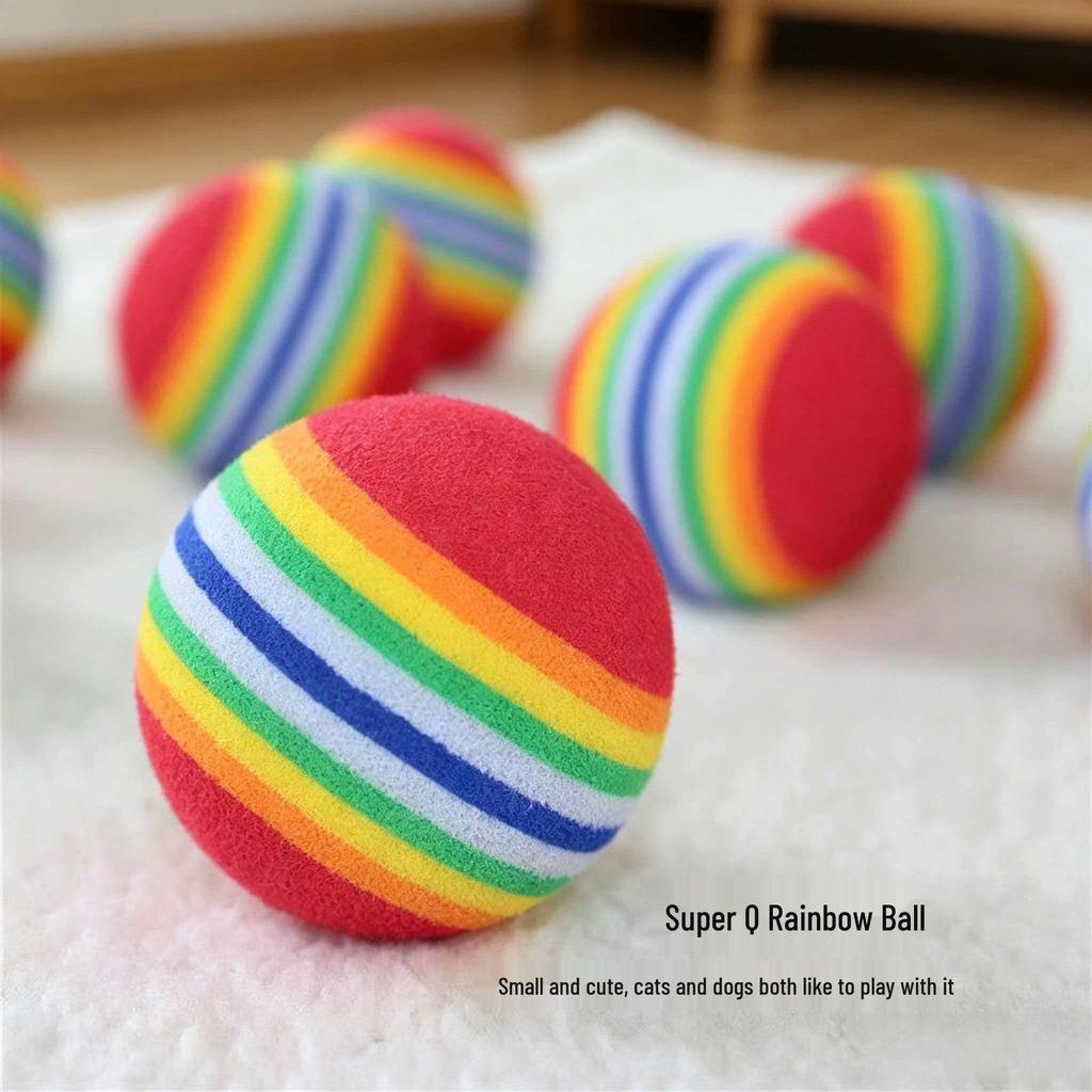 EVA Rainbow Cat Toy: Silent Foam Ball for Chewing and Teasing