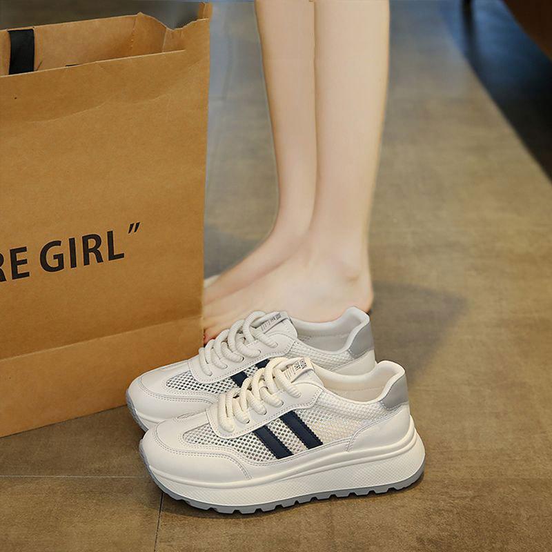 First layer cowhide~ genuine leather mesh Forrest Gump shoes women's summer versatile casual sports dad shoes platform women's shoes