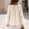 Women's Retro V-Neck Ruffle Blouse with Sleeves, Loose Fit Flattering Shirt