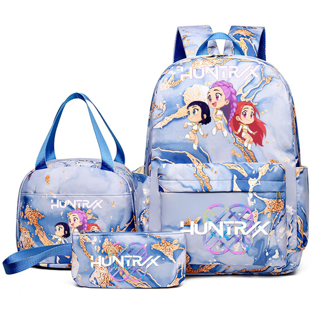 3Pcs/set Anime K-Pop Demon Hunters Printed Backpack Handbag Pencil Case for Teenager Student Bookbag Schoolbag Women Large Capacity Waterproof Bag