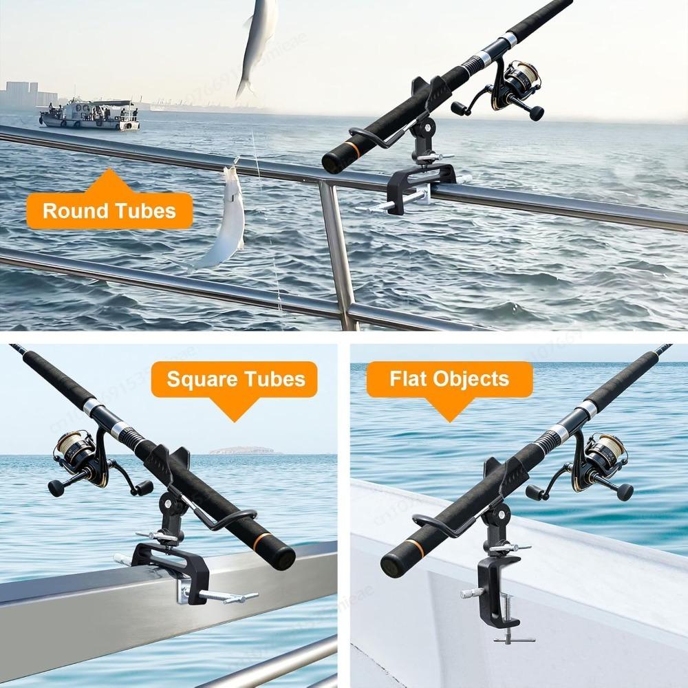 Pack Upgraded Boat Fishing Rod Holders Universal 360 Degree Adjustable AluminumFishing Rod Holder with Enlarge Clamp for Men