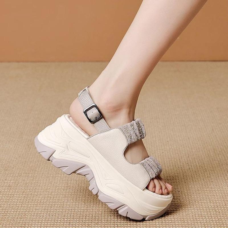 Mote Moderne Kilesandaler for Damer Platform Sommer Nye Høye Sandaler Dame Høydeøkende Sko Damer Tykksålede Sko