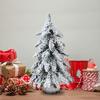 1 Pcs Prelit Tabletop Christmas Tree Snow Flocked Christmas Tree with Led Lights Wood Base Mini Xmas Pine Tree for Table Desk Home Christmas Decor