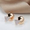 Fashion Glossy Earrings  Rose Gold Simple Round Natural Zircon Earrings For Women High Quality Daily Fine Jewelry