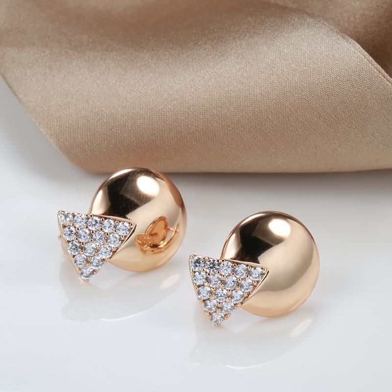 Fashion Glossy Earrings Rose Gold Simple Round Natural Zircon Earrings For Women High Quality Daily Fine Jewelry