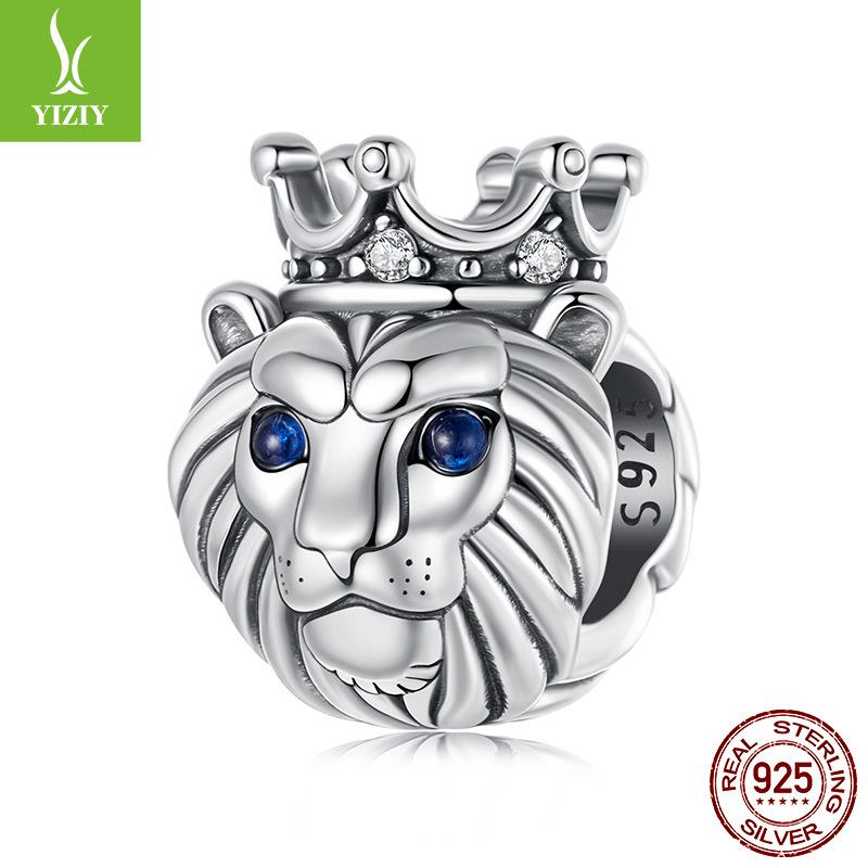 Personalized Lion Crown Beaded Accessories S925 Sterling Silver Ancient Lucky Beads Loose Beads