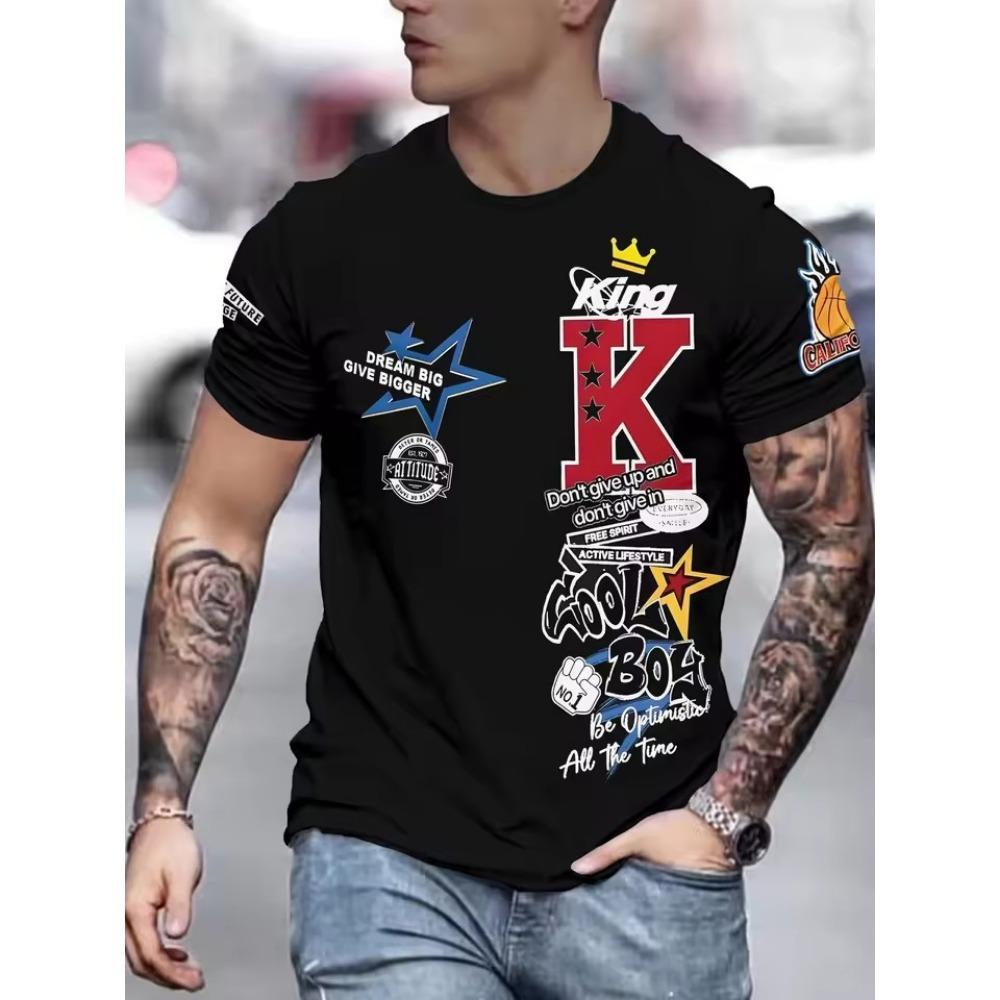 Heißer Verkauf Neues Herren-Pokerwürfel-Printmuster Rundhalsausschnitt Atmungsaktives T-Shirt Outdoor Hautfreundliches Lässiges Oberteil