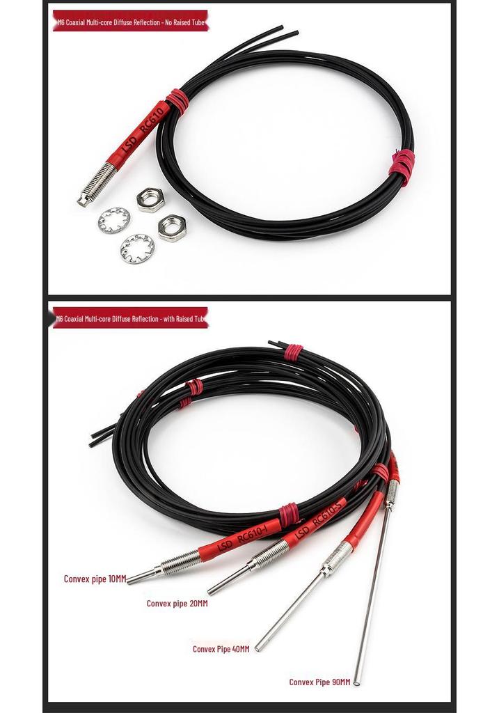 Losida Optical Fiber Probe: M4 Diffuse Reflection, M6 Coaxial, 1m/2m Reflective Sensor Cable