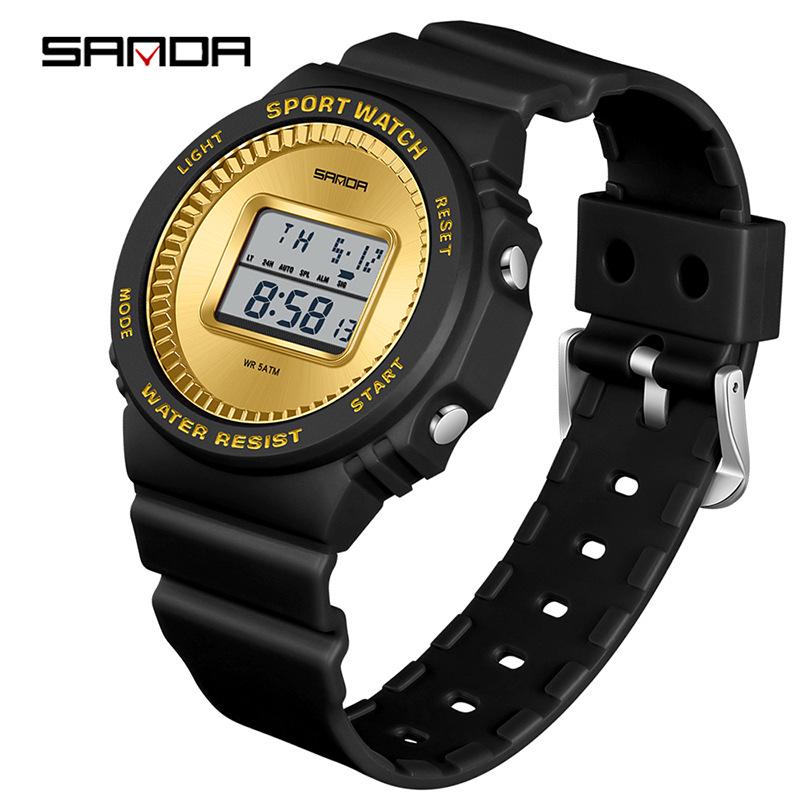 SANDA Unisex Countdown Electronic Sports Watch - Waterproof, Alarm, DIY Settings for Swimming  More.