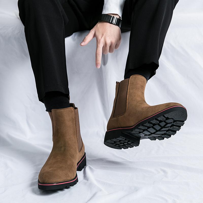 Chelsea Men's Boots Classic Business Dress Shoes black brown beige