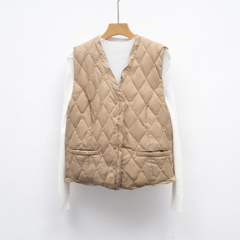 Autumn and winter down vest stacked inside V-neck light down liner vest slim liner women's clothing