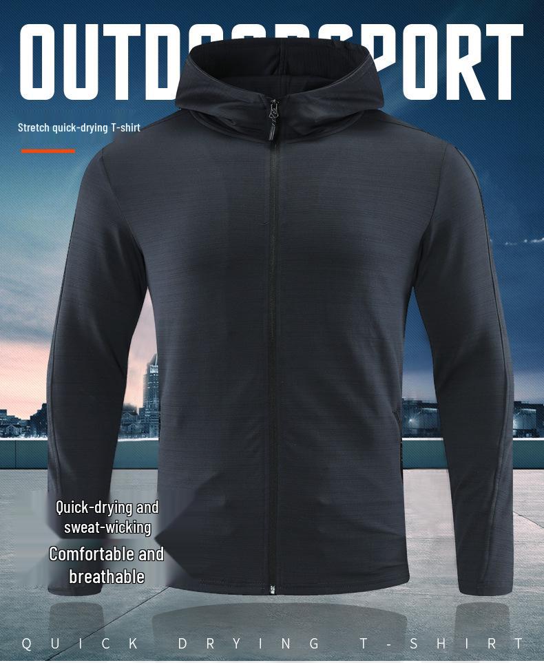 Men’s Quick-Dry Hooded Fleece Jacket for Running and Fitness