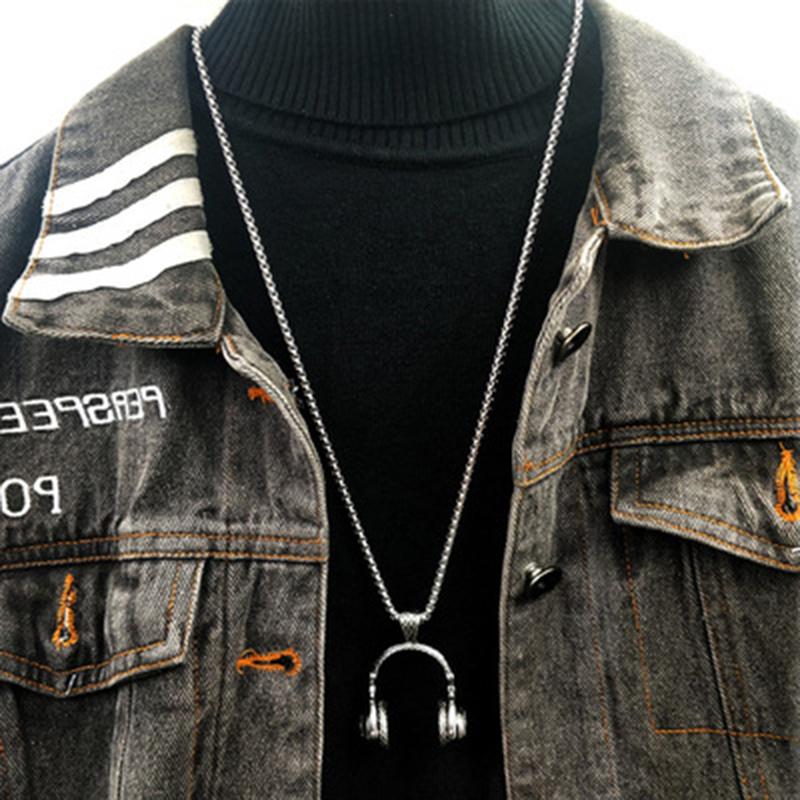 Ladies Necklace Men's Necklace Retro Earphone Pendant Couple Hip-hop Necklace