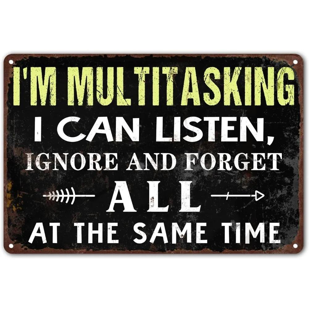 

Bestylez Vintage Im Multitasking Funny Metal Tin Sign Cool Wall Art for Man Cave Home Bar Garage Office Decor 20x30cm（7.8x11.8inch）