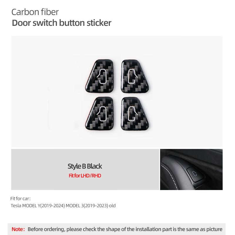 For Tesla Model Y 2019-2026 Juniper Model 3 Highland 2026 Carbon Fiber Car Interior Door Switch Button Trim Stickers Accessories
