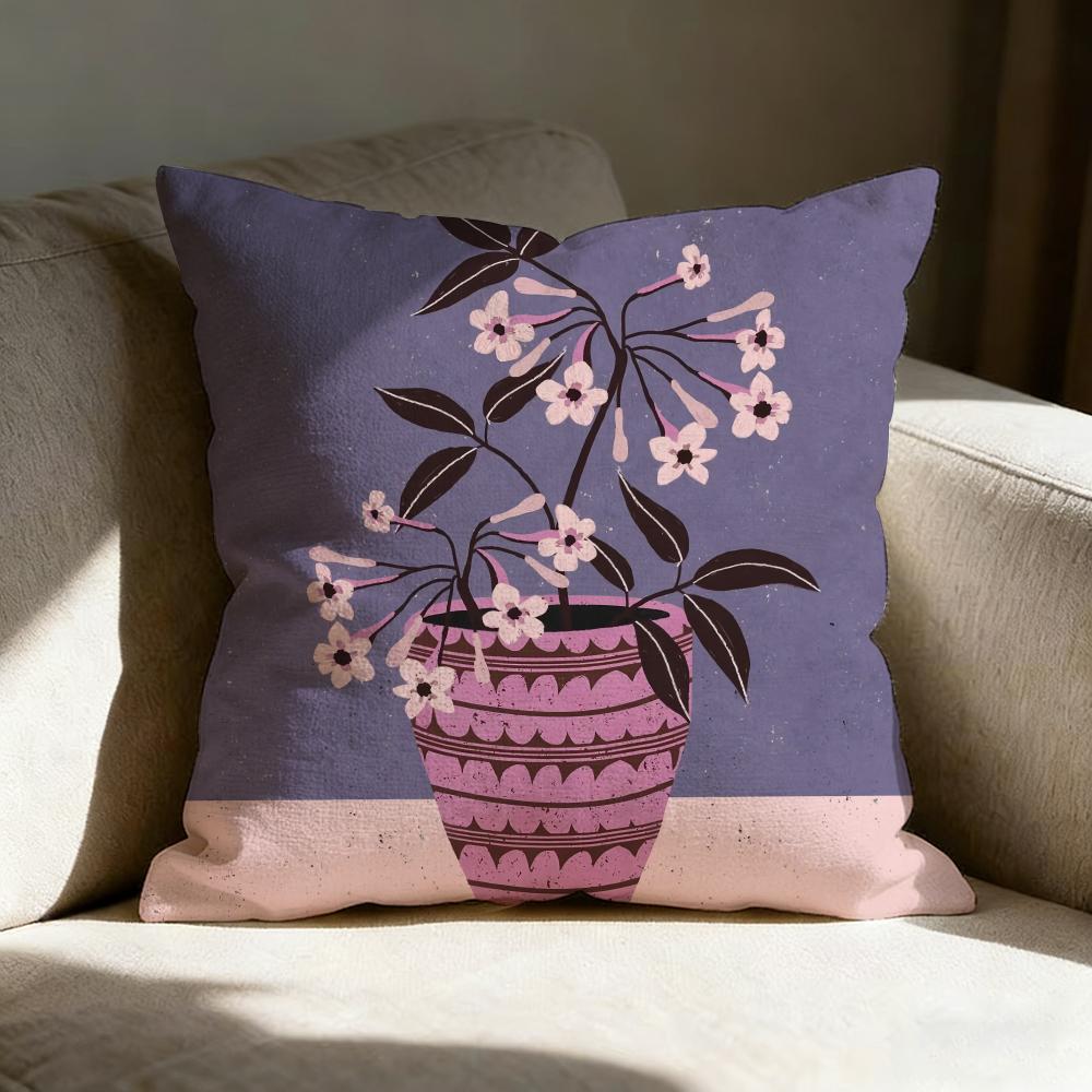 Vintage Vase Print Pillow Case Linen Pillow Covers Cover For Couch Living Room Bench Patio Floor Linen Home Decor