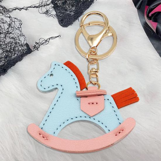 Keychain Imitation Leather Shaking Horse Design Key Chain Pendant Lightweight Key Holder
