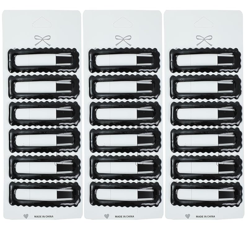 18 Pcs Hair Barrettes Hair Clips For Women 2.7Inches Metal Snap Hair Clips Accessories (Dark Series) wavy black