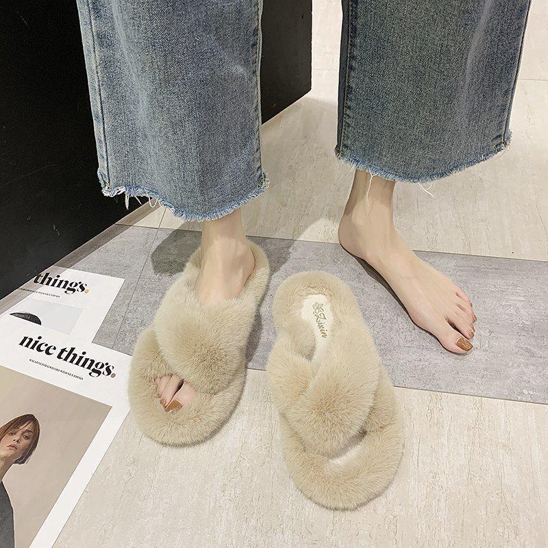 New Cotton Word 2025 Internet Celebrity Mao Mao Slippers Autumn and Winter Versatile Warm Slippers Wear Thick Women's Home Pink