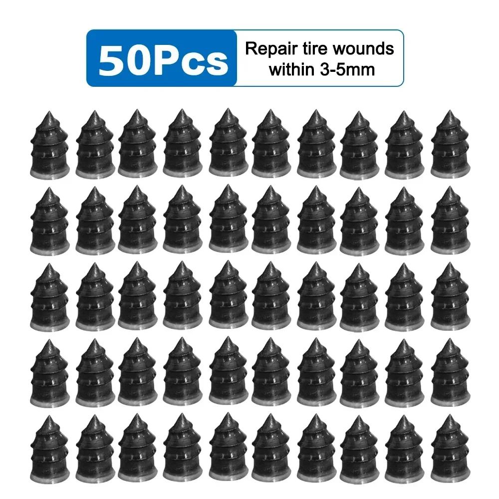 100pcs Car Motorcycle Vacuum Tyre Repair Nails Truck Scooter Bike Tire Puncture Repair Tubeless Tools Rubber Metal Accessories