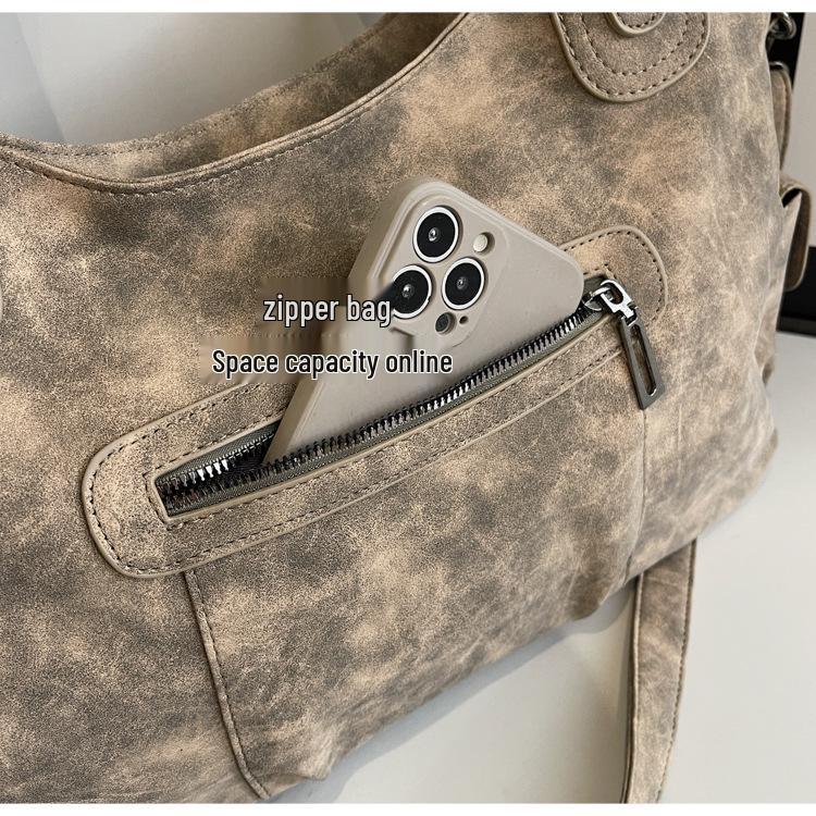 2025 Women's Retro Large-Capacity Frosted Tote, Shoulder, and Crossbody Bag