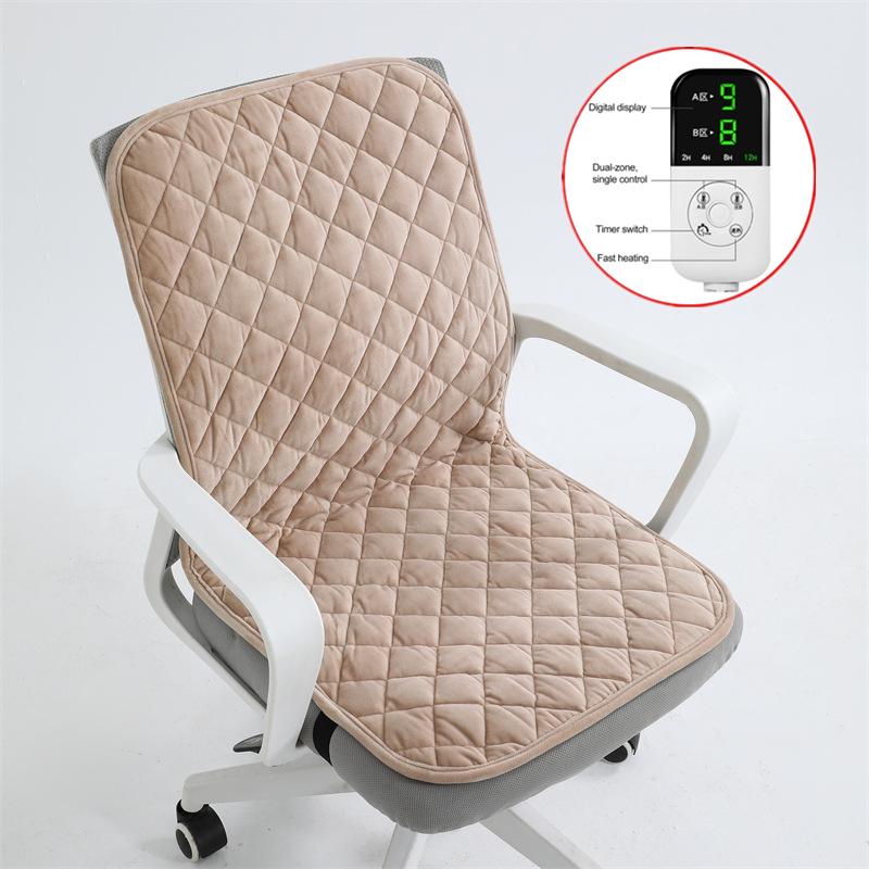 Electric Heated Seat Cushion Office Chair Heating Mat Smart Timer Winter Warming Pad Integrated Backrest Pad