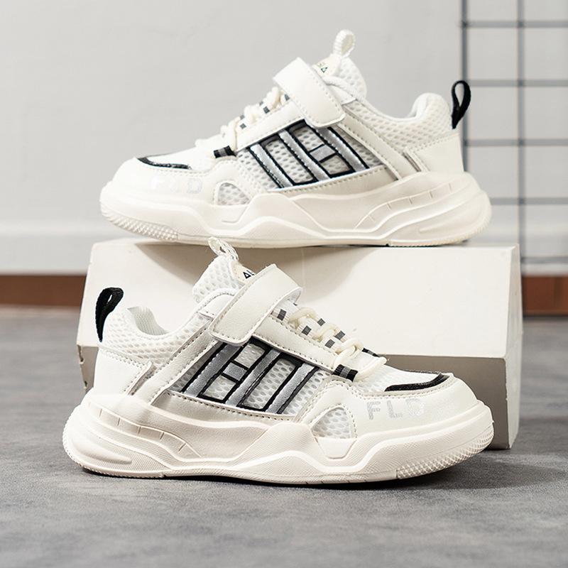 

Кроссовки для детей, детская спортивная обувь высокого качества на липучке для мальчиков и девочек, дышащая теннисная обувь, нескользящие кроссовки на мягкой подошве 27 чёрный