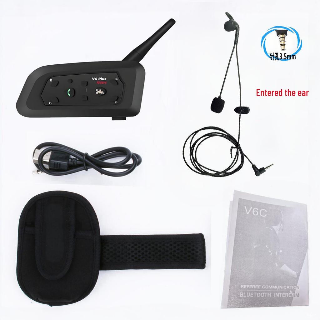 V6C Fußballschiedsrichter Bluetooth Walkie-Talkie Helm-Headset mit Geräuschunterdrückung und wasserdichtem Armband