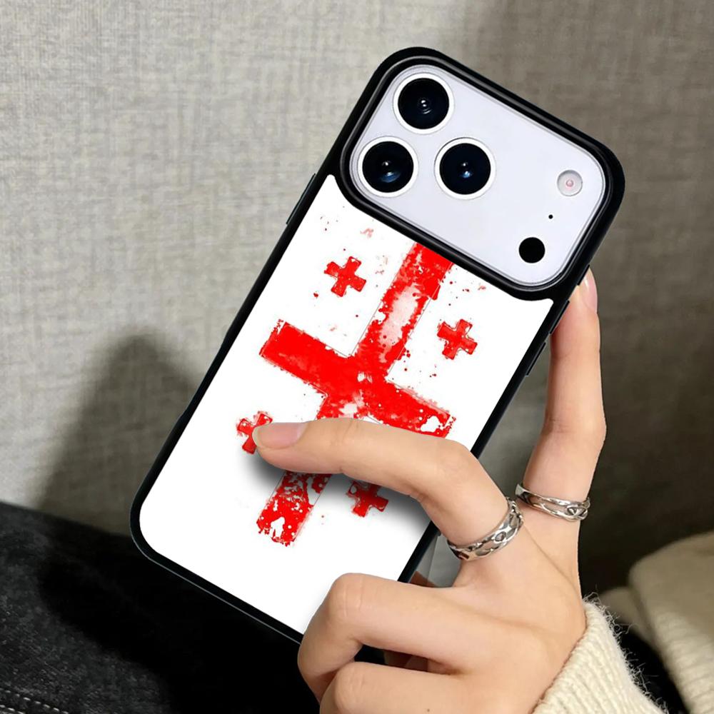 Capa Case for iPhone 17 Air 16 Pro Max 15 Plus 11 13 Mini 14 12 Back Phone Cover Georgia Flag soft